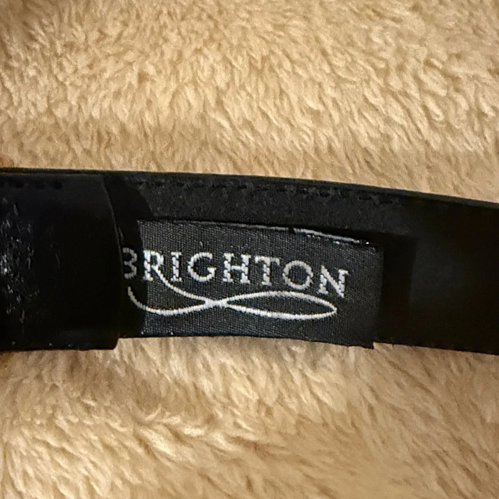 Brighton Black Leather Belt with Gold Details